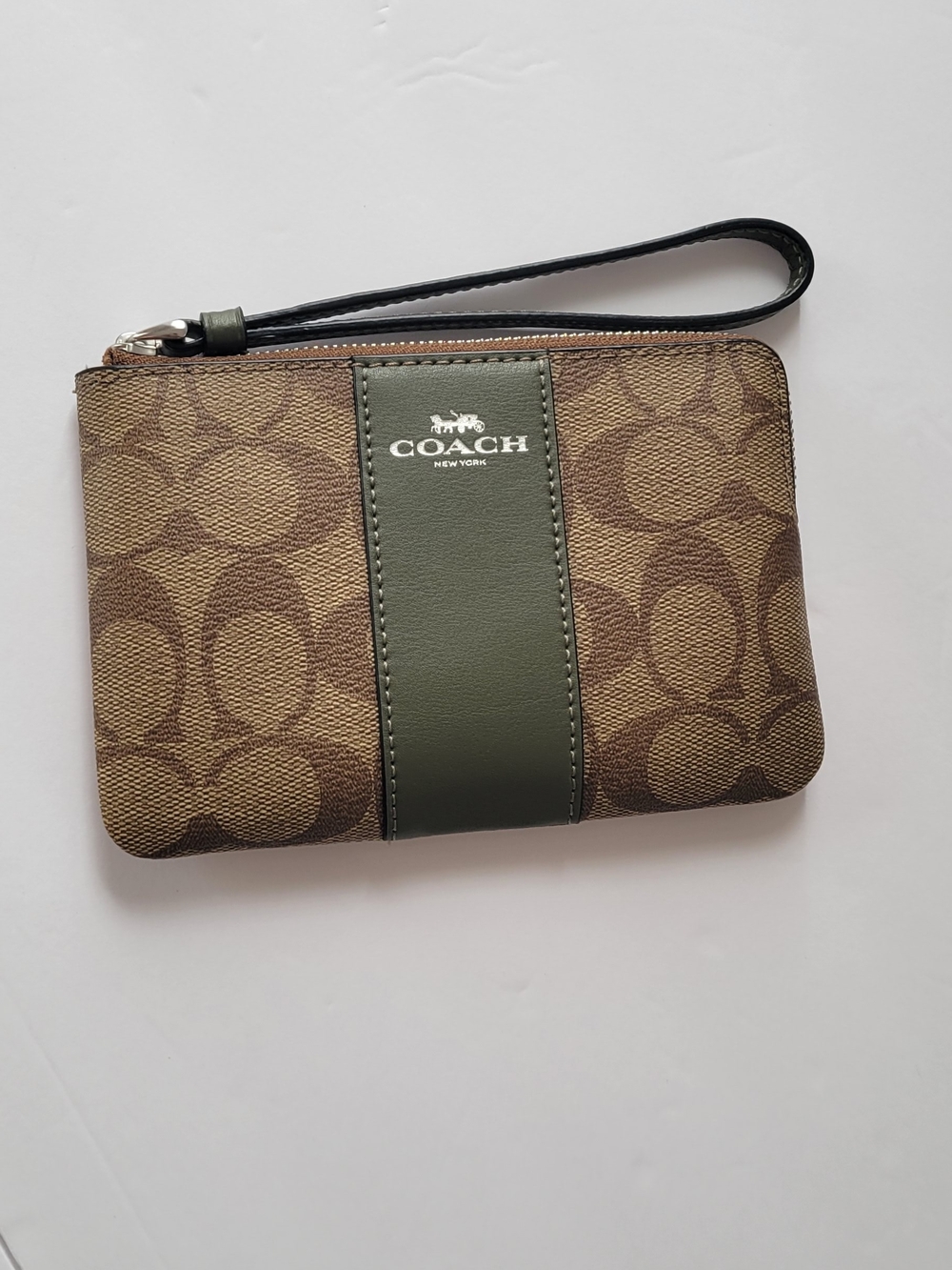 COACH Men's Brown & Olive Signature Wristlet